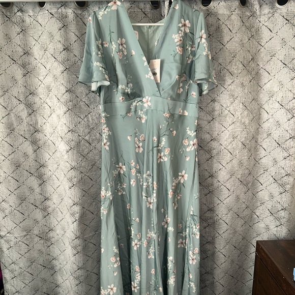 Birdy Grey Floral Sage Green Bridesmaid  Marni Dress - Matte Satin Sage Le Fleur - Picture 1 of 7